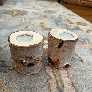 Real Birch Wood Candle Holders, with tea light candle insert